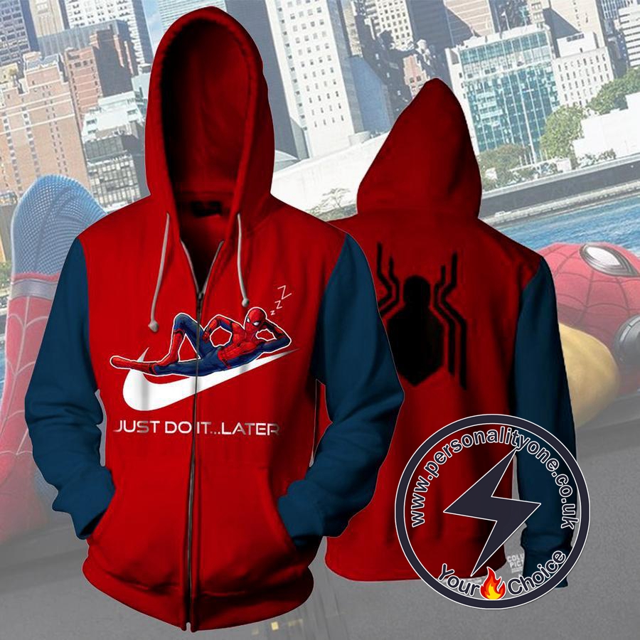 SPIDER MAN JUST DO IT LATER 3D Hoodies - ZIP UP - SPIDERMAN 3D